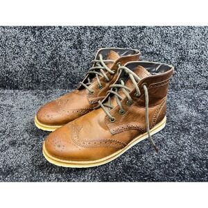 CREVO Mens Boardwalk 225 Leather Boot Chestnut Lace Up Wingtip Ankle Size 9